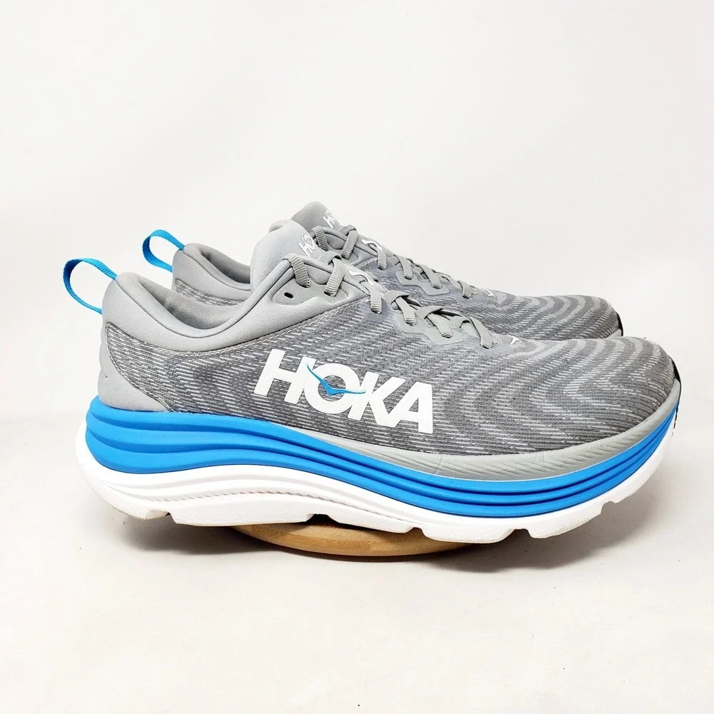 Hoka One One Gaviota 5 Shoes Mens 13 2E WIDE Grey Blue Walking Running Sneaker